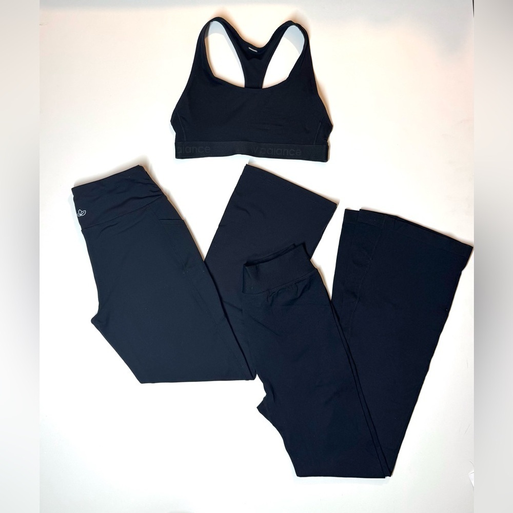Set of 3 items Black Sports Bra and Leggings Set Size- Small
